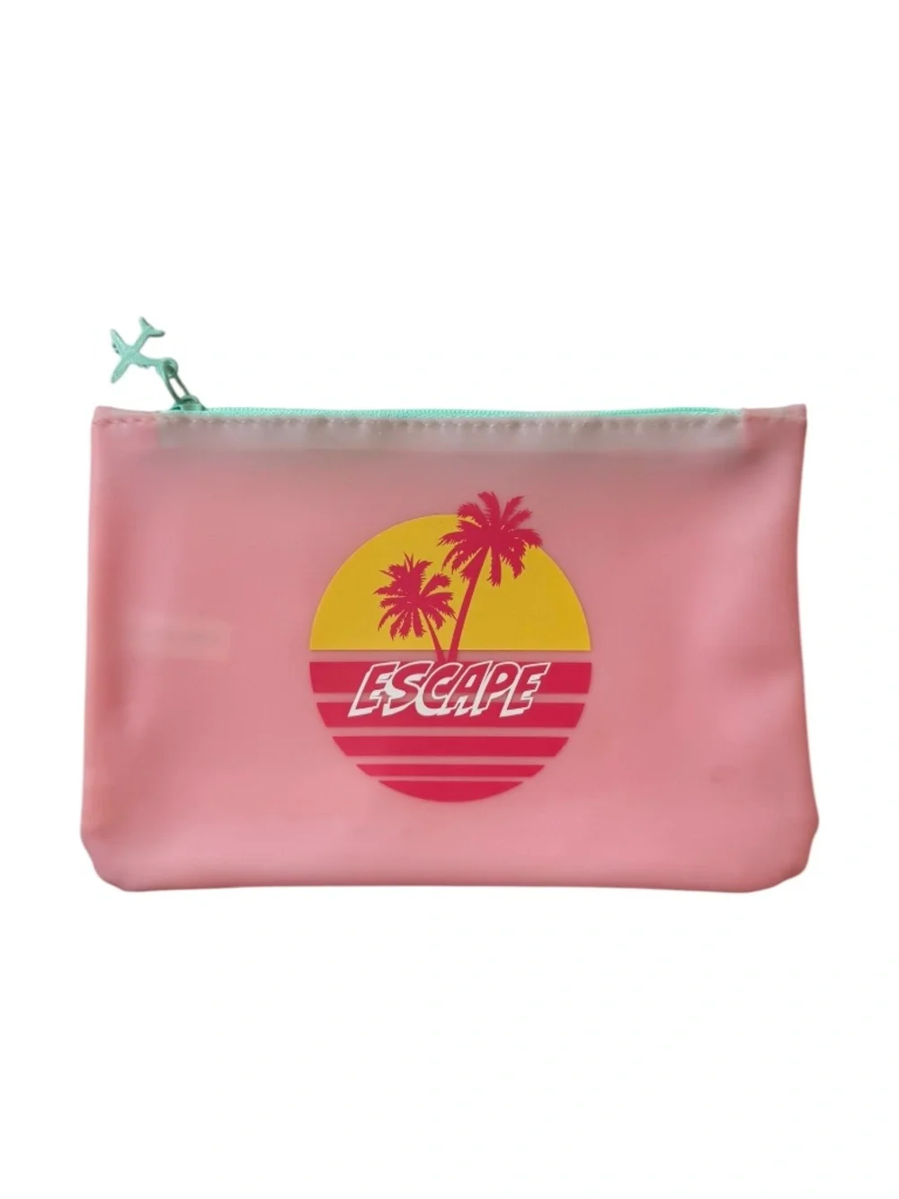 🤑 5/$25 ipsy Pink Tropical 'Escape' Cosmetic Pouch with Mint Zipper